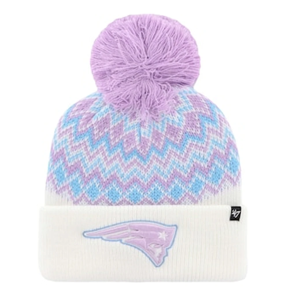 Girls Youth '47  White New England Patriots Elsa Cuffed Knit Hat with Pom