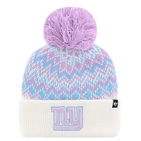 Girls Youth '47  White New York Giants Elsa Cuffed Knit Hat with Pom