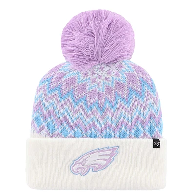 Girls Youth '47  White Philadelphia Eagles Elsa Cuffed Knit Hat with Pom