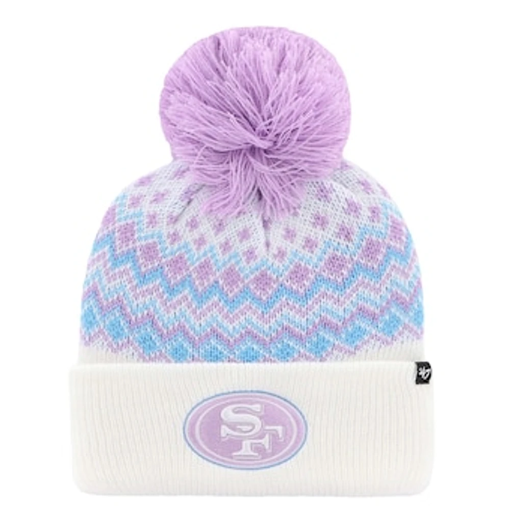 Girls Youth '47  White San Francisco 49ers Elsa Cuffed Knit Hat with Pom