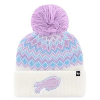 Girls Youth '47  White Buffalo Bills Elsa Cuffed Knit Hat with Pom