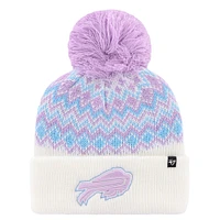 Girls Youth '47  White Buffalo Bills Elsa Cuffed Knit Hat with Pom