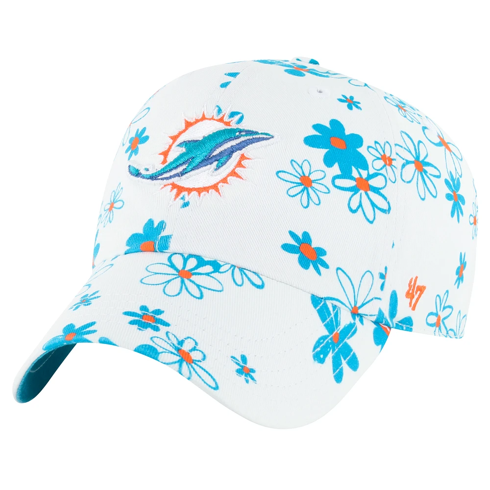 Girls Toddler '47 White Miami Dolphins Daisy Delight Clean Up Adjustable Hat