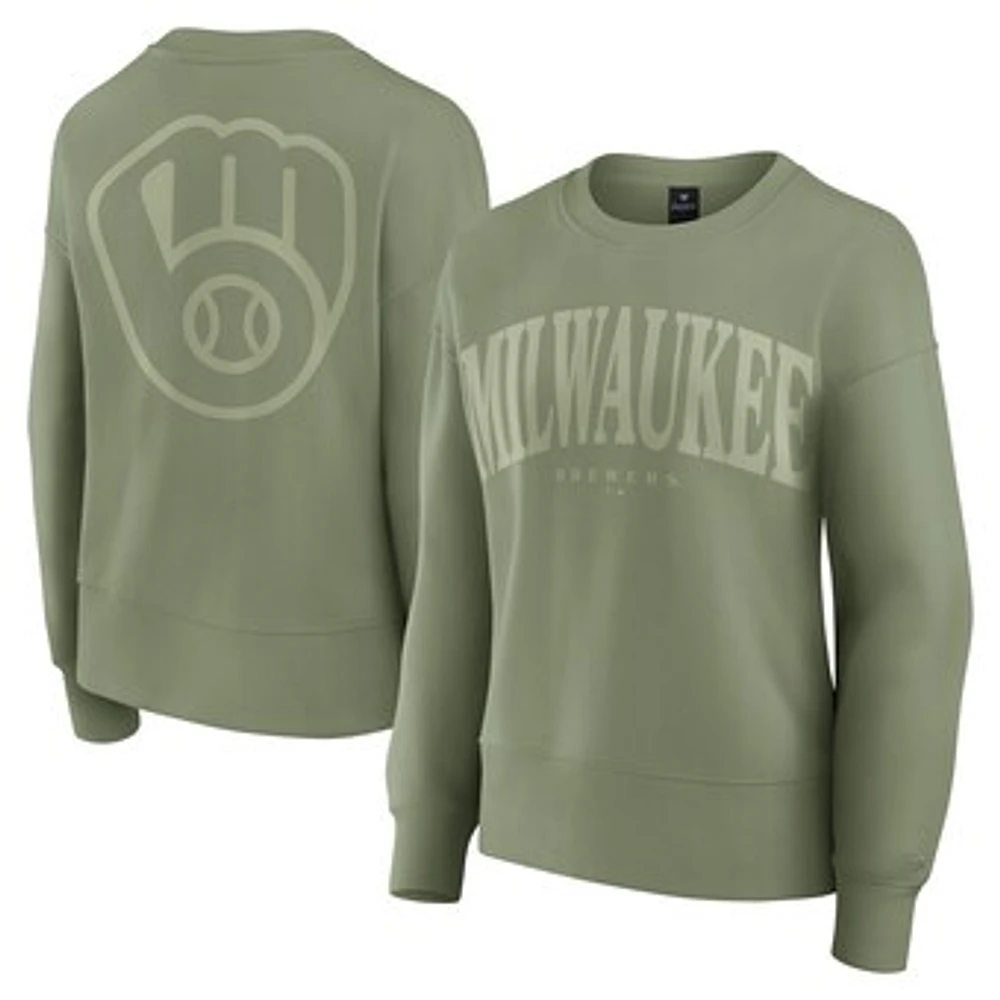 Women's Fanatics Green Milwaukee Brewers Elements Flow Pullover Sweatshirt