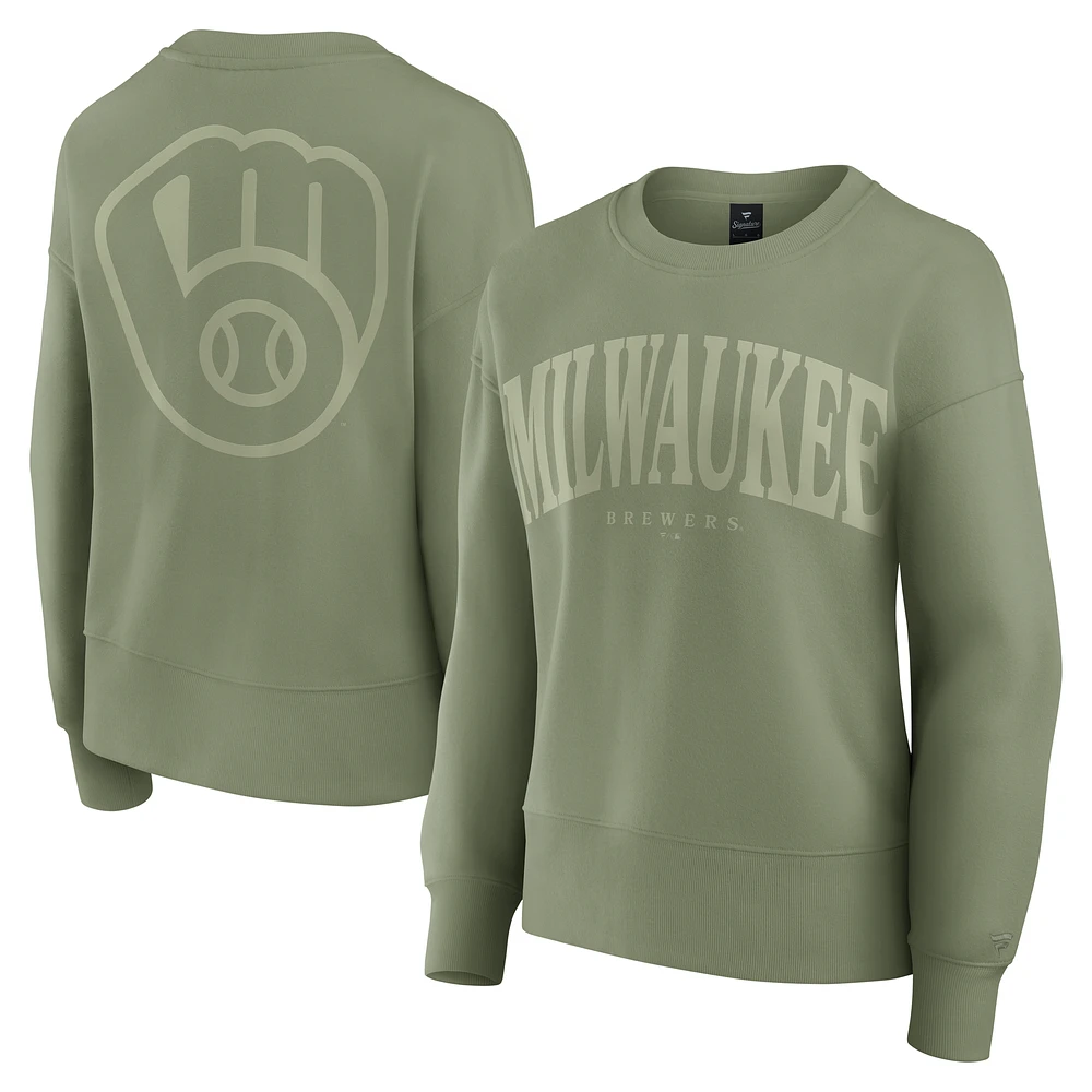 Women's Fanatics Green Milwaukee Brewers Elements Flow Pullover Sweatshirt