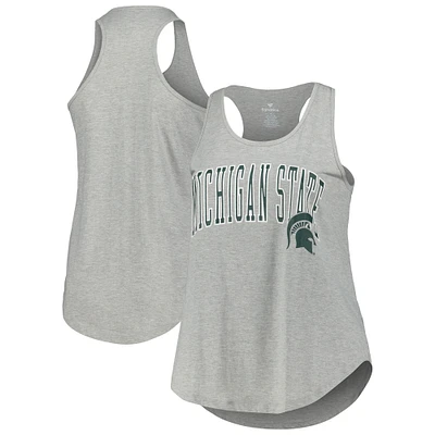 Women's Profile Heather Gray Michigan State Spartans Arch Logo Racerback Scoop Neck Tank Top