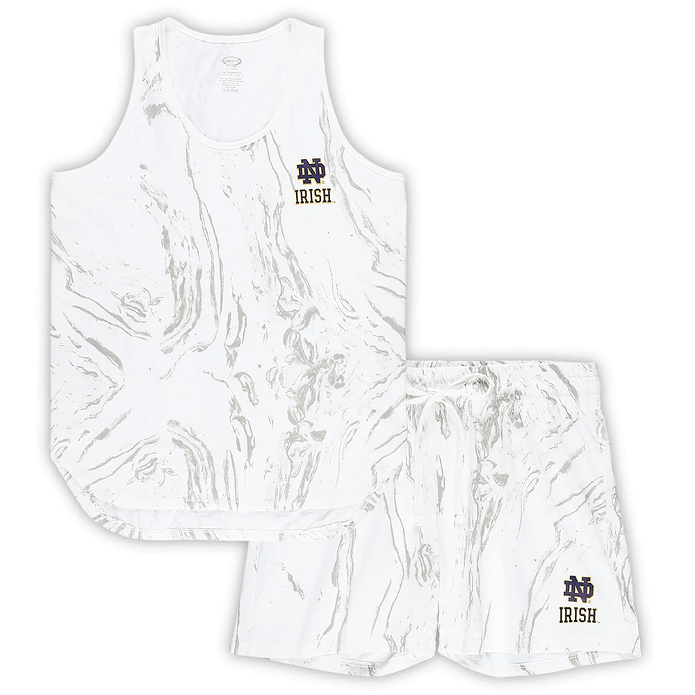 Women's Profile White Notre Dame Fighting Irish Plus Marble Tank and Shorts Set