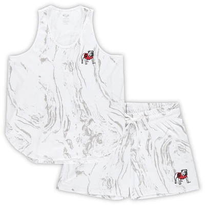 Women's Profile White Georgia Bulldogs Plus Marble Tank and Shorts Set