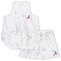 Women's Profile White Alabama Crimson Tide Plus Marble Tank and Shorts Set