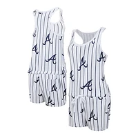 Women's Concepts Sport White Atlanta Braves Reel Pinstripe Knit Racerback Romper