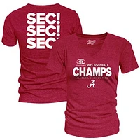 Women's Blue 84  Crimson Alabama Crimson Tide 2023 SEC Football Conference Champions Locker Room Tri-Blend V-Neck T-Shirt