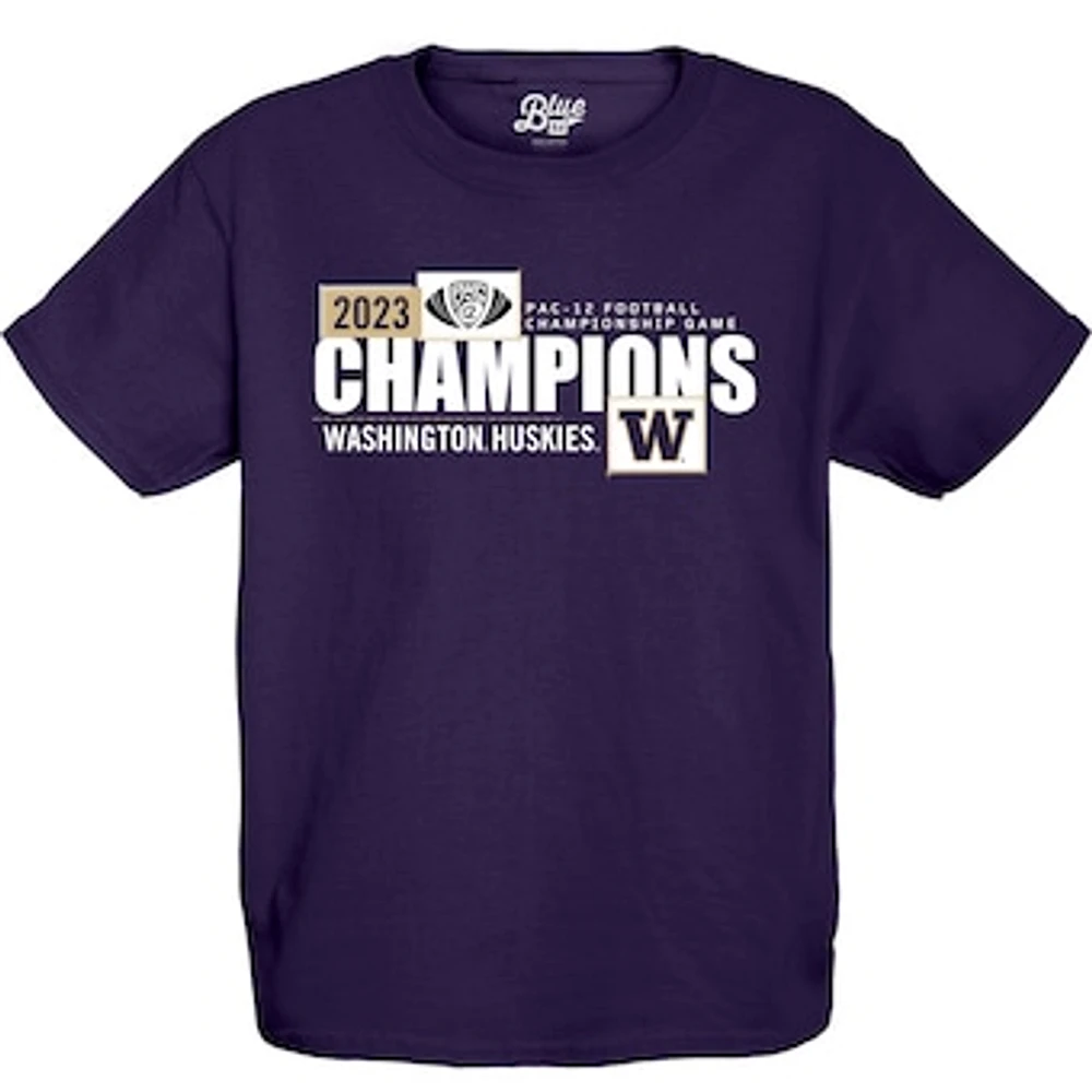 Youth Blue 84  Purple Washington Huskies 2023 Pac-12 Football Conference Champions Locker Room T-Shirt