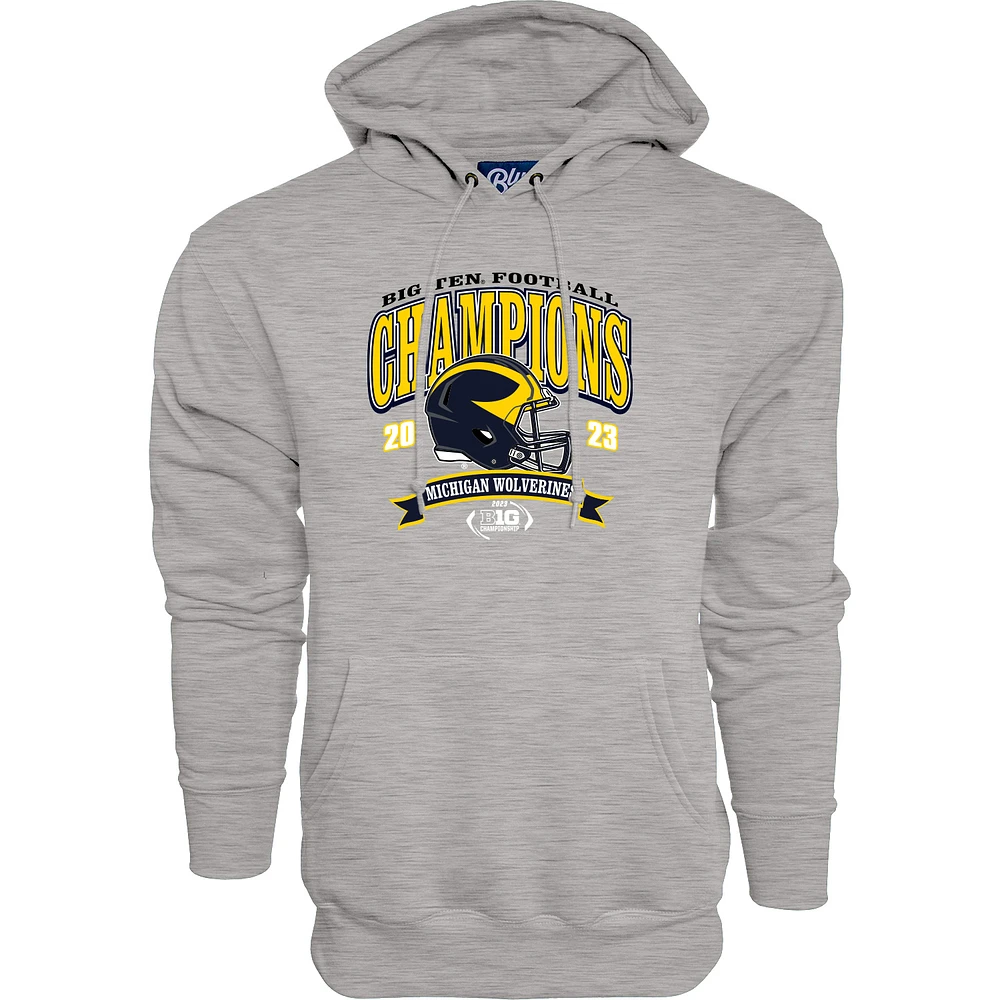 Men's Blue 84  Gray Michigan Wolverines 2023 Big Ten Football Conference Champions Pullover Hoodie