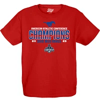 Youth Blue 84  Red SMU Mustangs 2023 AAC Football Conference Champions Locker Room T-Shirt