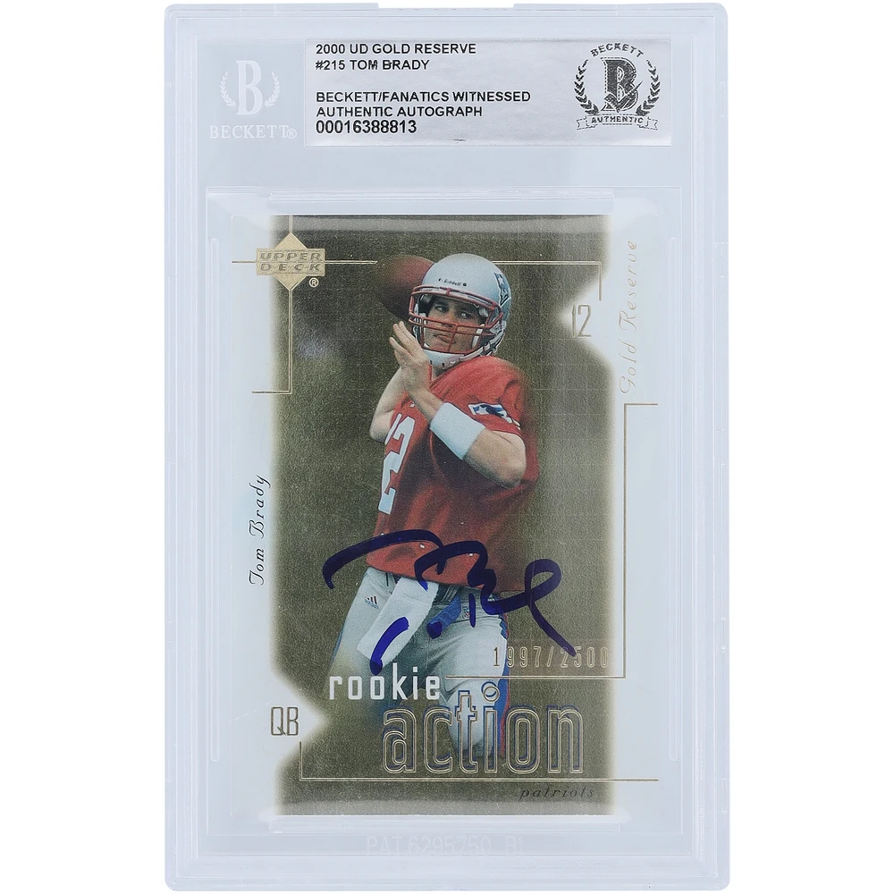 Tom Brady New England Patriots Autographed 2000 Upper Deck Gold Reserve #215 #1997/2500 Beckett Fanatics Witnessed Authenticated Rookie Card