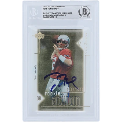Tom Brady New England Patriots Autographed 2000 Upper Deck Gold Reserve #215 #1997/2500 Beckett Fanatics Witnessed Authenticated Rookie Card