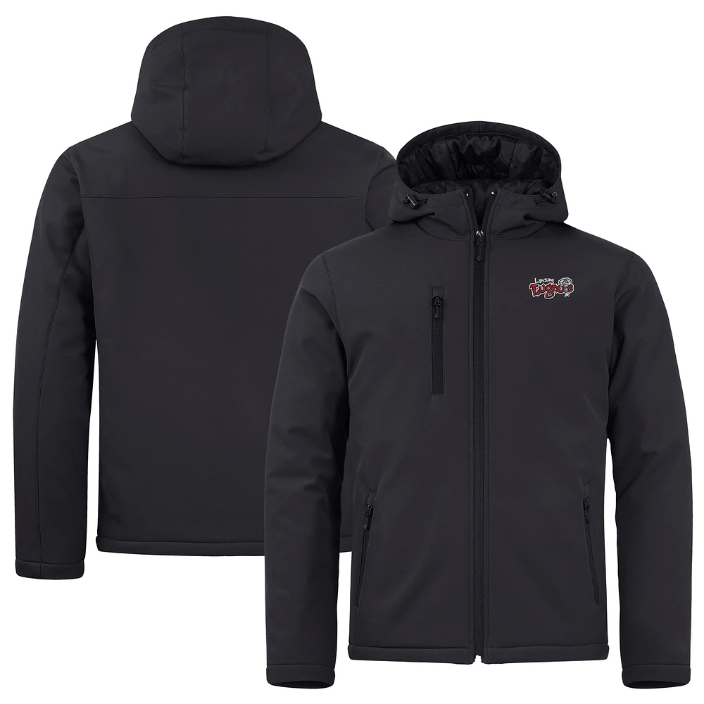 Men's Cutter & Buck Black Lansing Lugnuts Clique Equinox Insulated Softshell Full-Zip Jacket