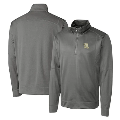 Men's Cutter & Buck  Gray Frisco RoughRiders Clique Helsa Performance Half-Zip Knit Pullover
