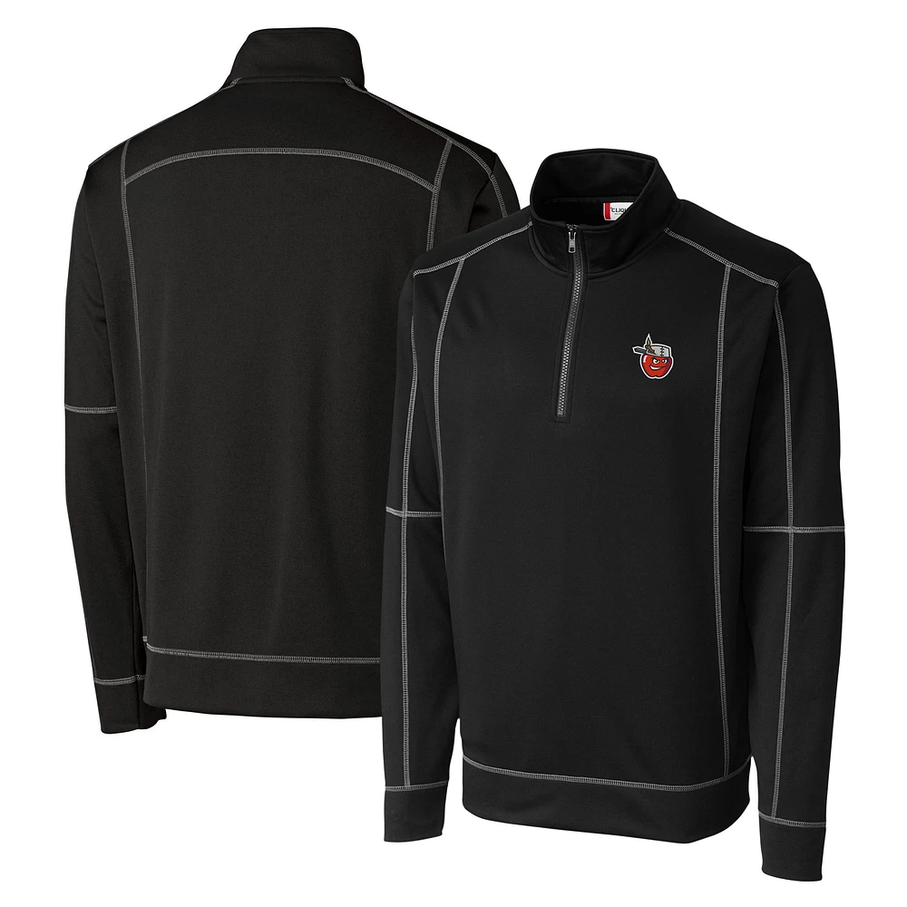 Men's Cutter & Buck Black Fort Wayne TinCaps Clique Helsa Performance Half-Zip Knit Pullover
