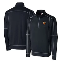 Men's Cutter & Buck  Navy Las Vegas 51s Clique Helsa Performance Half-Zip Knit Pullover