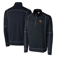 Men's Cutter & Buck  Navy Las Vegas 51s Clique Helsa Performance Half-Zip Knit Pullover