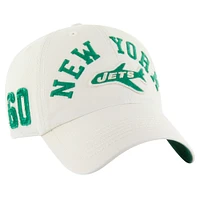 Men's '47 Cream New York Jets Throwback Clubhouse Faber Clean Up Adjustable Hat