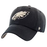 Men's '47  Black Philadelphia Eagles Dusted Relaxed Clean Up Adjustable Hat