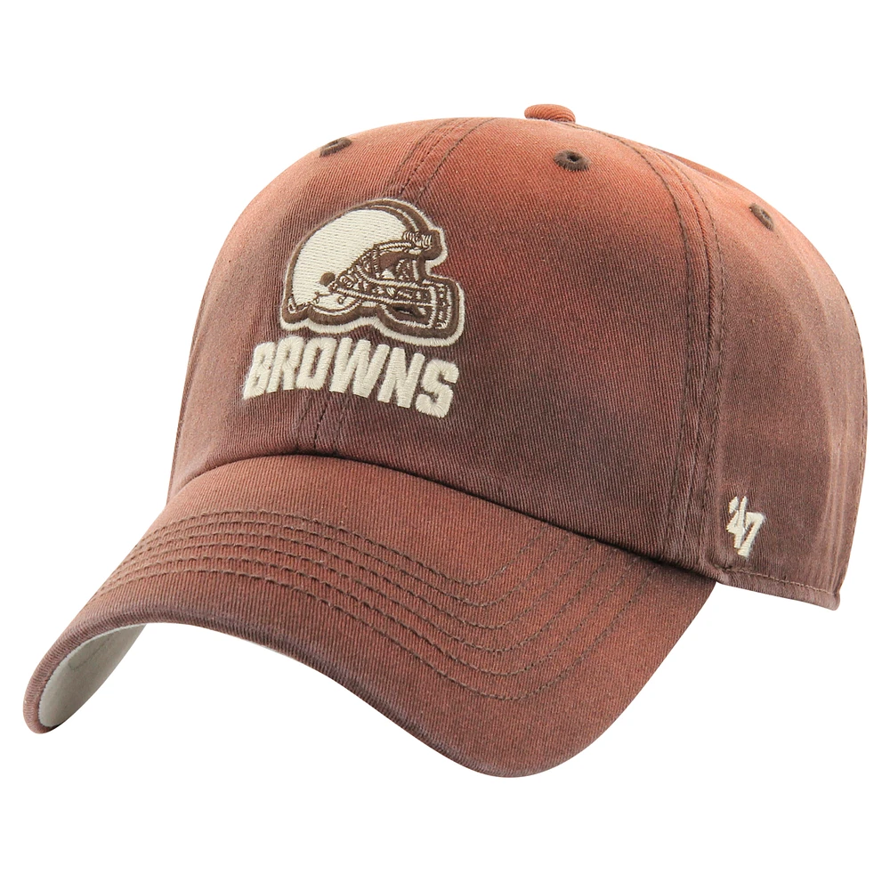 Men's '47  Brown Cleveland Browns Dusted Relaxed Clean Up Adjustable Hat