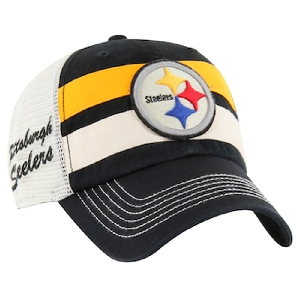 Men's '47 Black Pittsburgh Steelers Clubhouse Boon Clean-Up Trucker Adjustable Hat