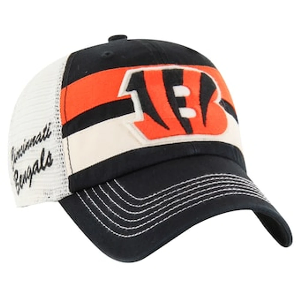 Men's '47 Black Cincinnati Bengals Clubhouse Boon Clean-Up Trucker Adjustable Hat