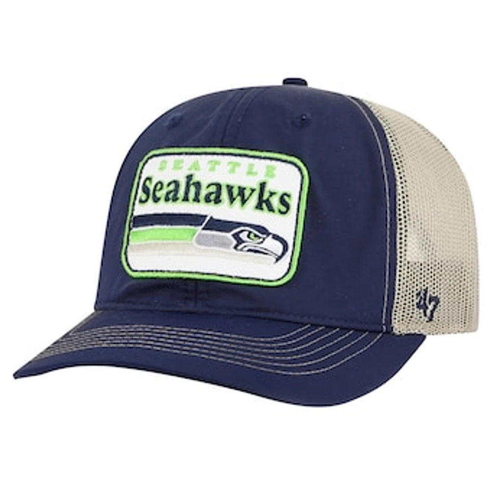 Men's '47 College Navy/Natural Seattle Seahawks Campscape Relaxed Trucker Adjustable Hat