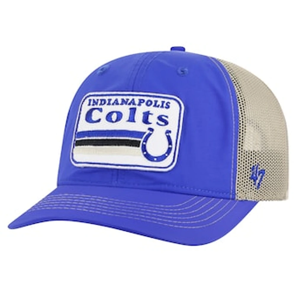 Men's '47 Royal/Natural Indianapolis Colts Campscape Relaxed Trucker Adjustable Hat