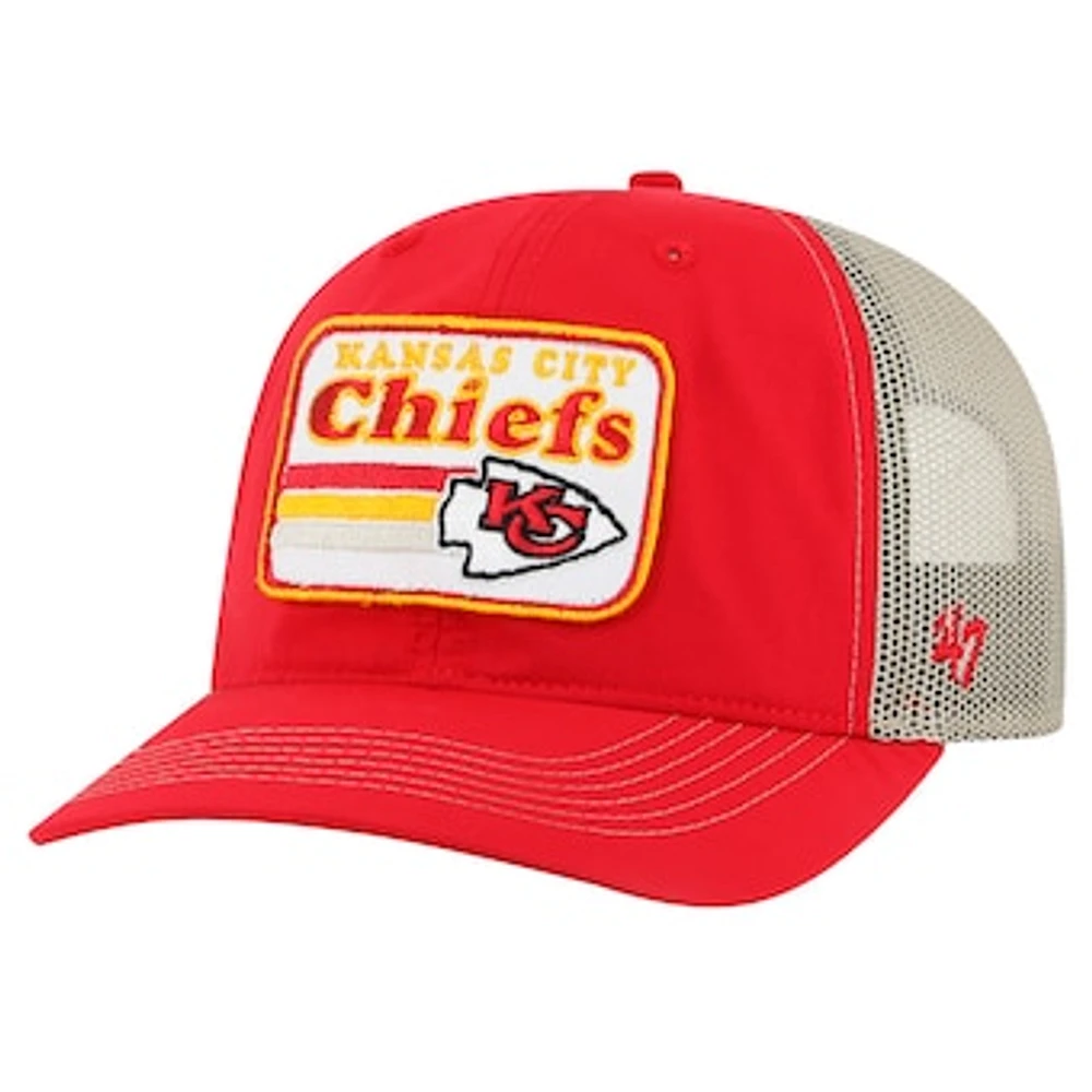 Men's '47 Red/Natural Kansas City Chiefs Campscape Relaxed Trucker Adjustable Hat