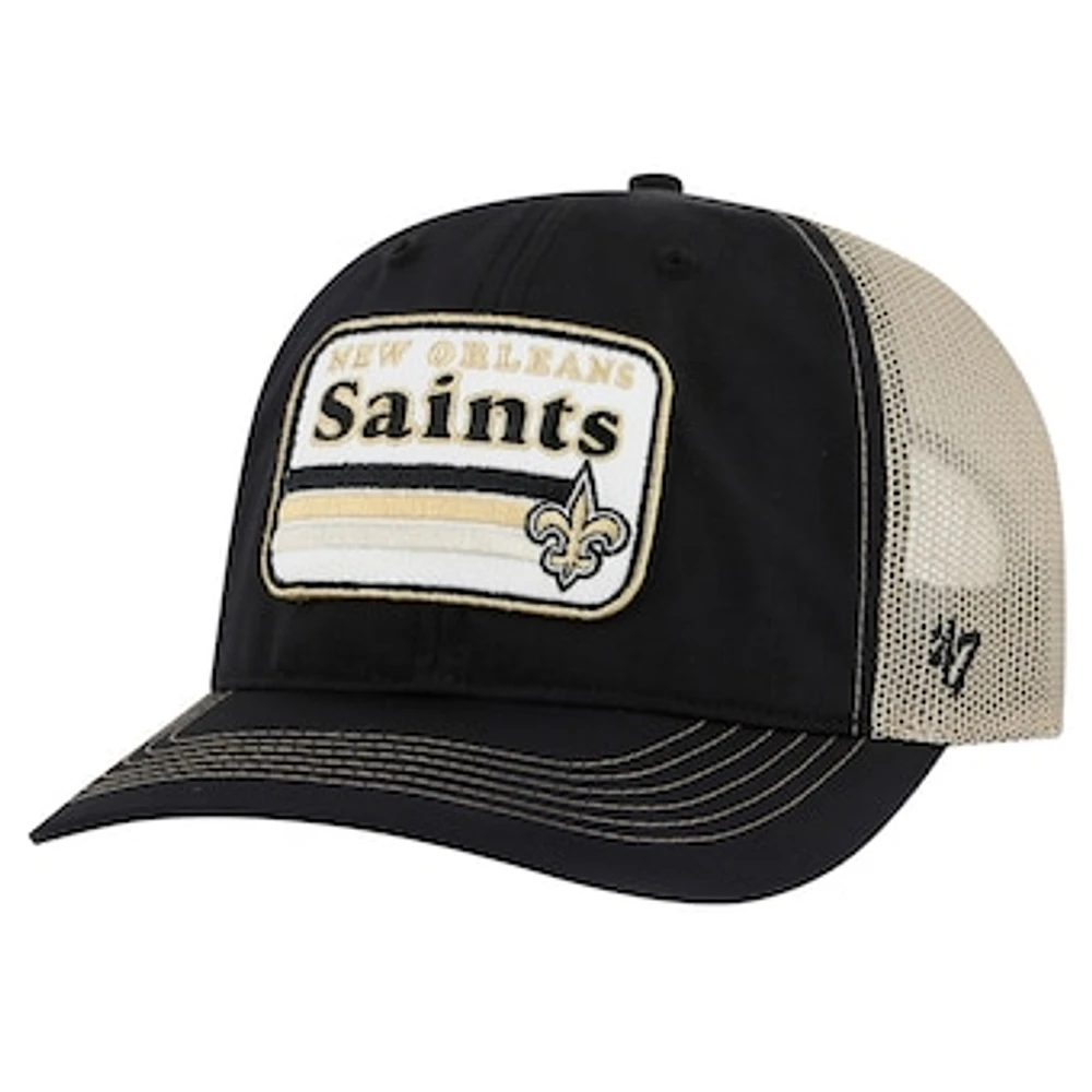 Men's '47 Black/Natural New Orleans Saints Campscape Relaxed Trucker Adjustable Hat