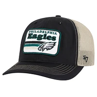 Men's '47 Black/Natural Philadelphia Eagles Campscape Relaxed Trucker Adjustable Hat