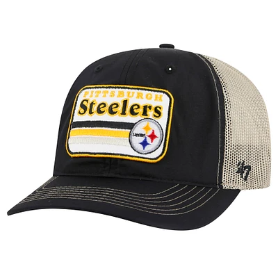 Men's '47 Black/Natural Pittsburgh Steelers Campscape Relaxed Trucker Adjustable Hat