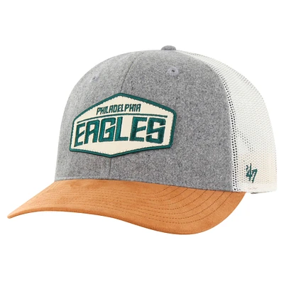 Men's '47 Heather Gray/Tan Philadelphia Eagles Drover Trucker Adjustable Hat