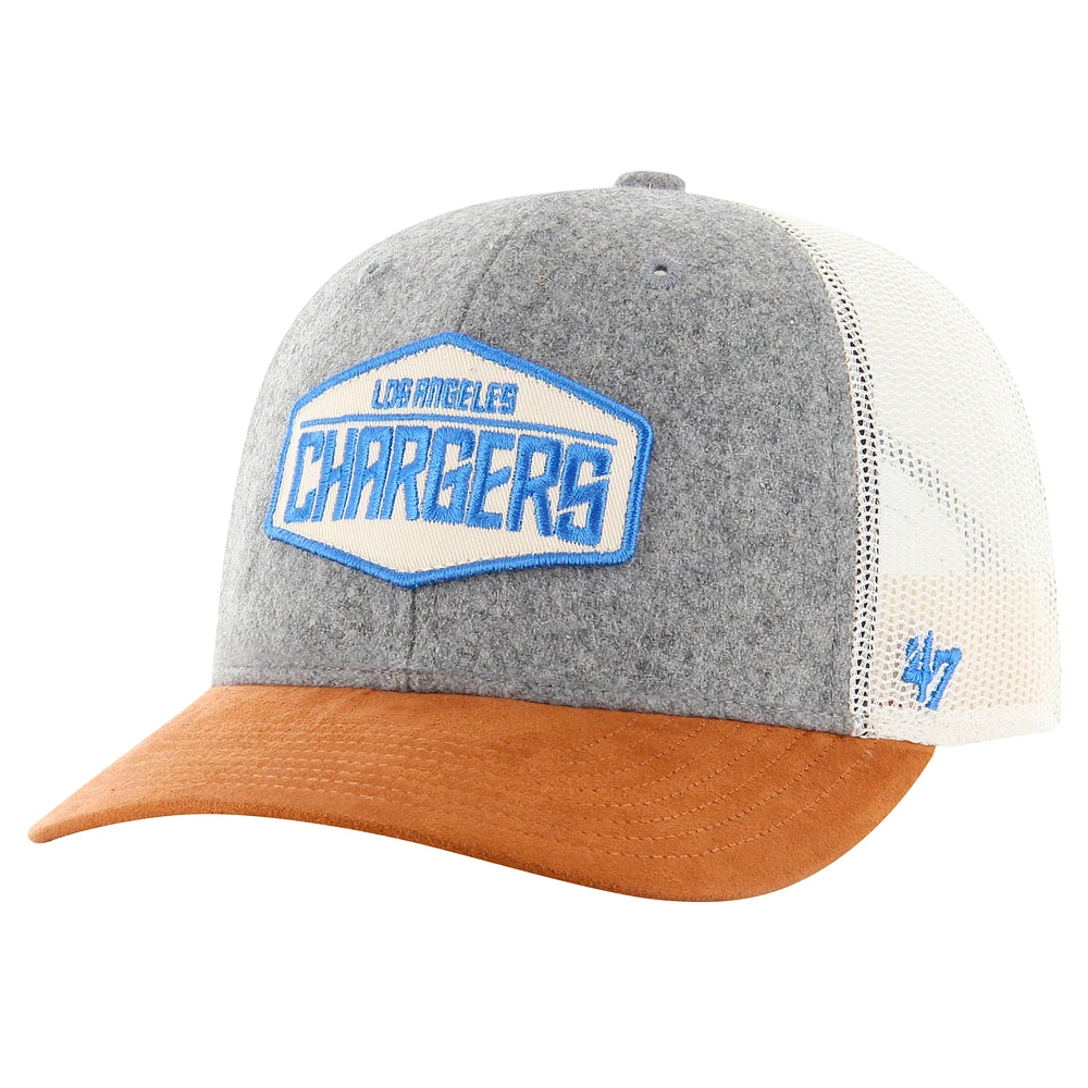 Men's '47 Heather Gray Los Angeles Chargers Drover Trucker Adjustable Hat