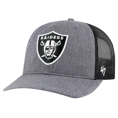 Men's '47 Heather Charcoal Las Vegas Raiders Carbon Trucker Adjustable Hat