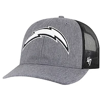 Men's '47 Heather Charcoal Los Angeles Chargers Carbon Trucker Adjustable Hat