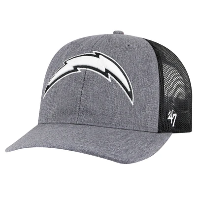 Men's '47 Heather Charcoal Los Angeles Chargers Carbon Trucker Adjustable Hat