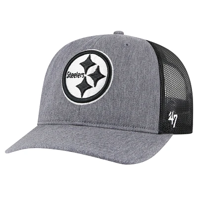 Men's '47 Heather Charcoal Pittsburgh Steelers Carbon Trucker Adjustable Hat