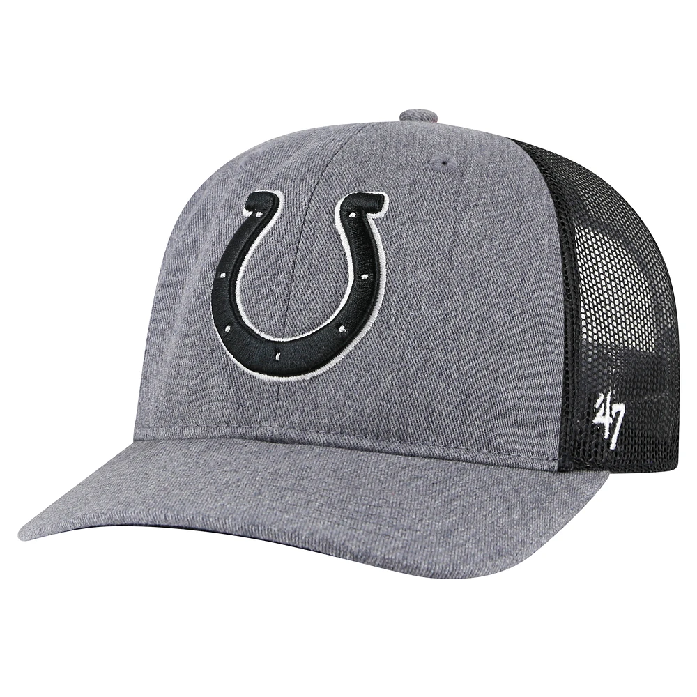 Men's '47 Heather Charcoal Indianapolis Colts Carbon Trucker Adjustable Hat