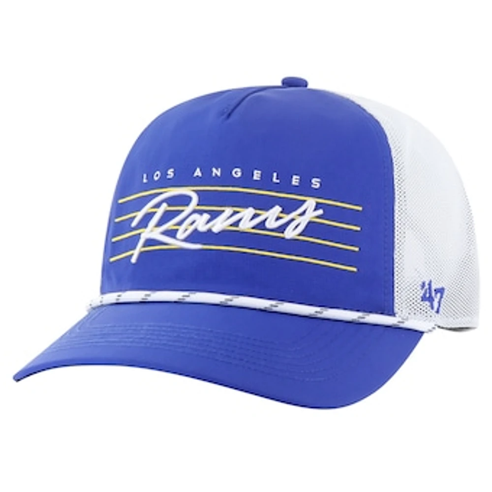 Men's '47 Royal/White Los Angeles Rams Downburst Relaxed Hitch Trucker Adjustable Hat