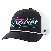 Men's '47 Black/White Miami Dolphins Downburst Relaxed Hitch Trucker Adjustable Hat