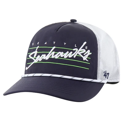 Men's '47 College Navy/White Seattle Seahawks Downburst Relaxed Hitch Trucker Adjustable Hat