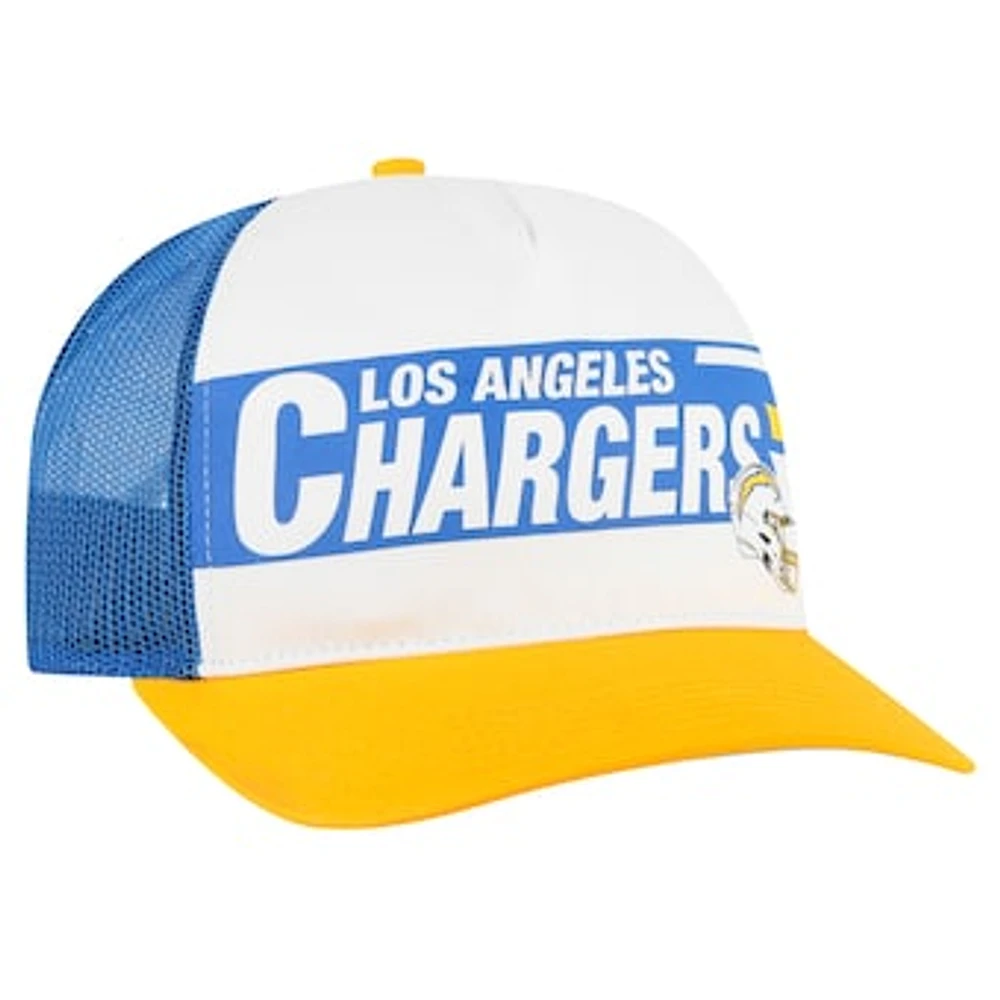 Men's '47 White/Gold Los Angeles Chargers Stack Line Hitch Trucker Adjustable Hat