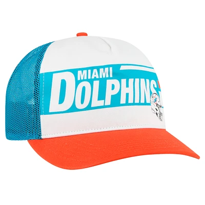 Men's '47 White/Orange Miami Dolphins Stack Line Hitch Trucker Adjustable Hat