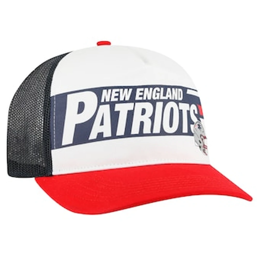 Men's '47 White/Red New England Patriots Stack Line Hitch Trucker Adjustable Hat