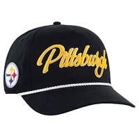 Men's '47 Black Pittsburgh Steelers Overhand Hitch Adjustable Hat